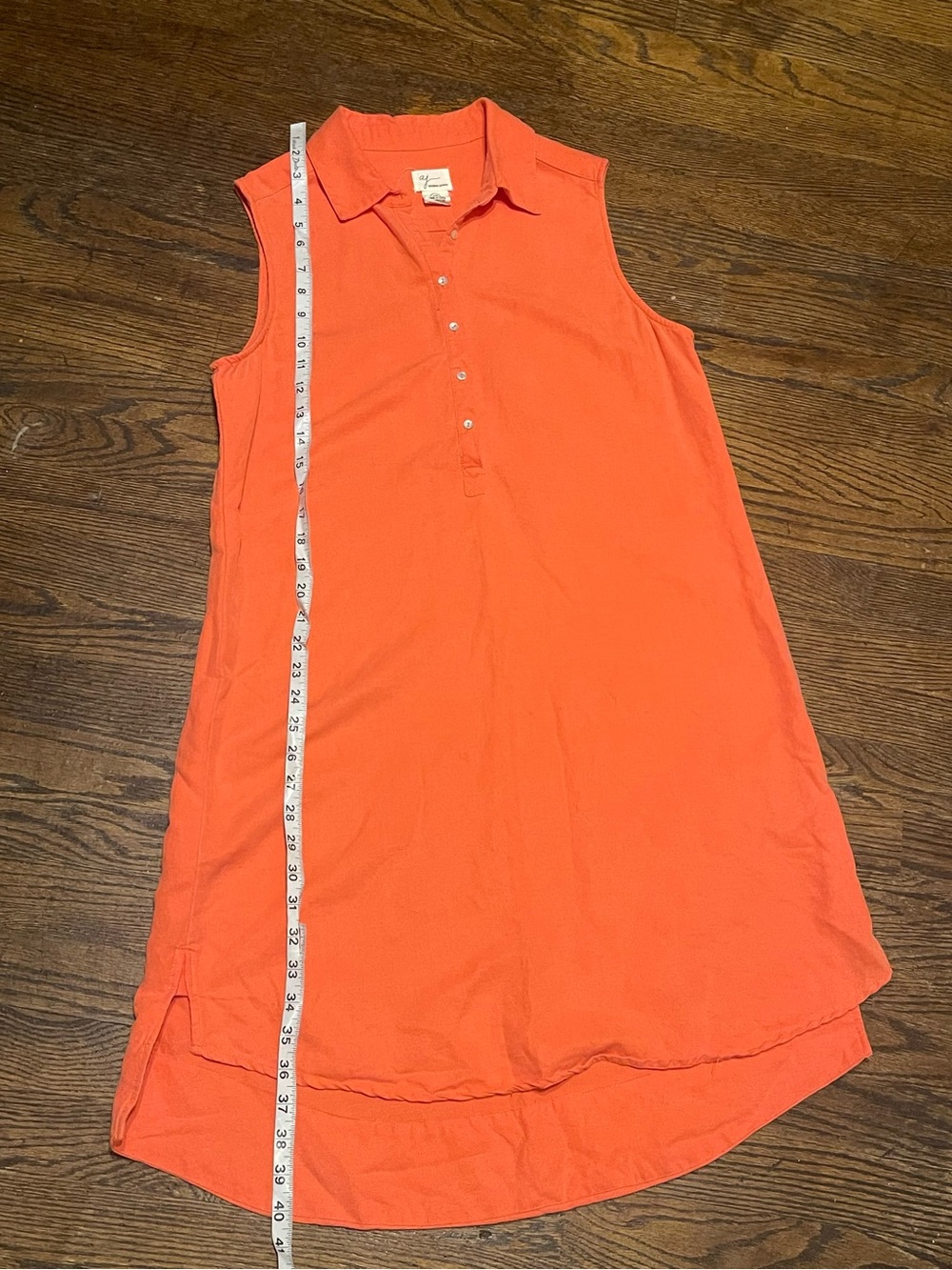 Sleeveless Collared Swim Cover-Up Dress in Orange size 10 58% linen - Picture 12 of 13